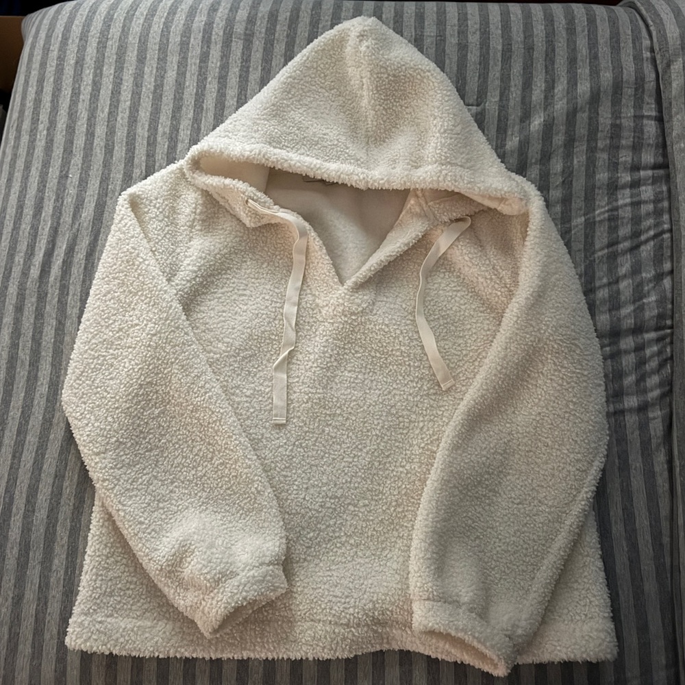 LOFT Cream Fleece Hoodie